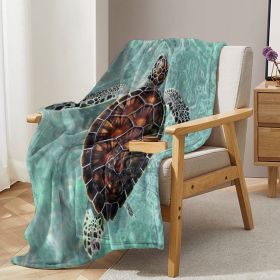 Sea Turtle Throw Blanket Beach Turtle Printed Blankets Soft Flannel Throw, Gifts for Ocean Lovers Kids,Lightweight Flannel Throw Blankets