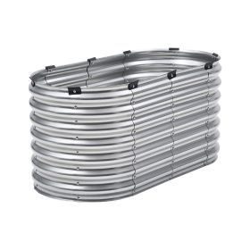 Metal Raised Garden Bed, 4 x 2 x 2 ft Outdoor Galvanized Planter Box, with Open Bottom, Large Oval Planter Raised Bed for Gardening Vegetables