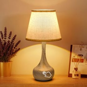 Touch Bedside Lamp Set of 2, Farmhouse 3-Way Dimmable Table Lamps for Nightstand with Fabric Shade, Desk Lamp for Reading, Bedroom, Livingroom, O