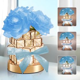 Romantic Rose Gifts for Girlfriend Wife Her,Rechargeable Cordless Touch Crystal Table Lamp,3-Colour Infinitely Dimming Small Night Light
