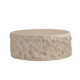 MgO Mid-Century Round Centre Coffee Table Vintage Faux Stone Sofa Pre-Modern Coffee Tables Beige Coffee Table for Living Room Office Apartment