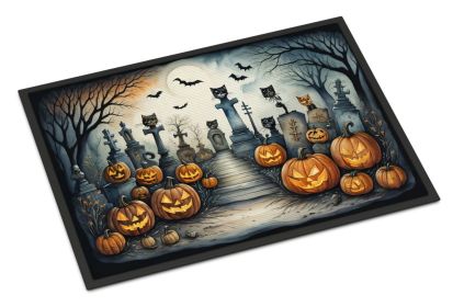 NEW Cat Cemetery Spooky Halloween Doormat Front Door Mat Indoor Outdoor Rugs for Entryway, Non Slip Washable Low Pile, 18H X 27W
