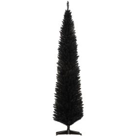 8ft Unlit Pencil Artificial Christmas Tree with Realistic Branches and 618 Tips, Plastic Base, Black (Option: Black-900x200x220 mm)