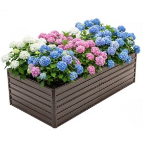 Woodgrain Aesthetic & Metal Strength: 8x4x2FT Galvanized Raised Garden Bed Kit - Large Outdoor Planter Box for Veggies, Fruits, Herbs (Option: BROWN)