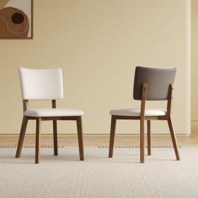 Solid wood dining chair set of 2 pieces, medieval modern wooden-legged dining chair, suitable for dining room, kitchen and living room, comfortab (Option: White + Deep Walnut)