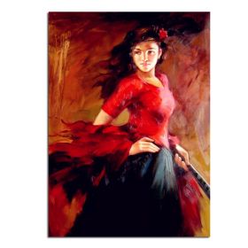 Ha's Art 100% Handmade Abstract Oil Painting Wall Art Modern Beautiful Girl Picture Canvas Home Decor For Living Room Bedroom No Frame (size: 75X150CM)