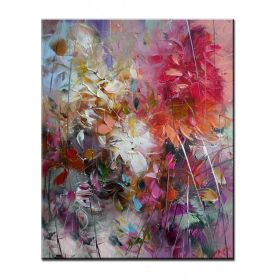 100% Hand Painted Abstract Oil Painting Wall Art Modern Colorful Flowers On Canvas Home Decoration For Living Room No Frame (size: 70X140cm)