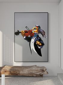 100% Handmade Colored Mr. Rabbit Playing Violin Animal Square Picture Oil on Canvas Home Decor (size: 150X220cm)