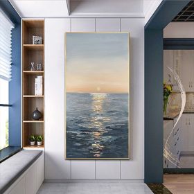 Handmade Canvas Oil Painting Interior Decoration Sea Sunset Modern Art Mural Living Room Bedroom Office Hotel Poster (size: 100X150cm)