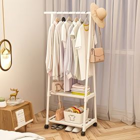 Modern Metal Garment Rack with Wheels, Space Saving Triangular Clothes Organizer with Multi-Tier Storage for Clothes and Accessories (Color: White)