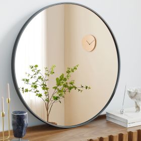 Black Round Wall Mirror 20-30 Inch, Bathroom Mirrors for Over Sink, Circle Mirror for Bathroom, Entryway, Bedroom, Vanity (size: Black/24in)