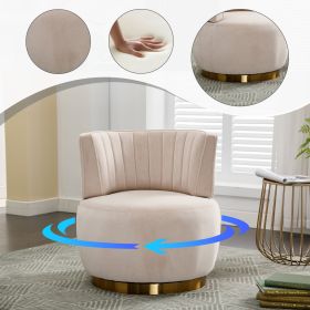 360 Degree Swivel Cuddle Barrel Accent Sofa Chairs, Round Armchairs with Wide Upholstered, Fluffy Velvet Fabric Chair for Living Room, Bedroom, O (Color: as Pic)