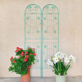 2 Pack Metal Garden Trellis 86.7" x 19.7" Rustproof Trellis for Climbing Plants Outdoor Flower Support (Color: Green)