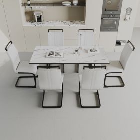 47"-63" expandable dining table set for 2-6 people (Color: White)