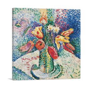 Tulips and Flowers in Vase 1905 (Type: Standard Framed Canvas Print, size: 24" x 24" / 60cm x 60cm (approx))